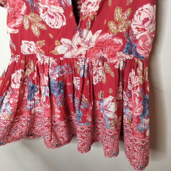 Angie Floral Flutter Sleeve Top Peplum Smocked - Picture 7 of 11